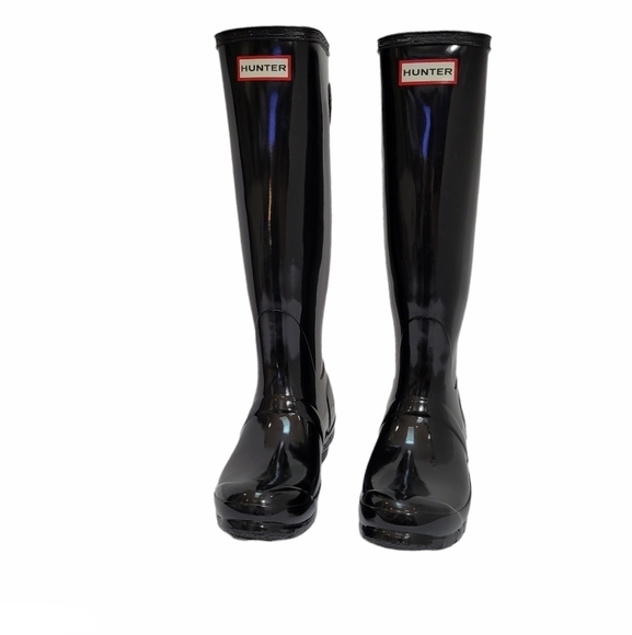 HUNTER original Tall‎ Gloss Boots Sz 5 - Picture 1 of 15